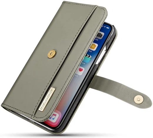 Apple iPhone XS Echt Leren 2-in-1 Bookcase en Back Cover Hoesje Groen afbeelding 7