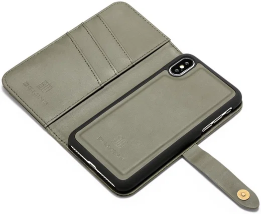 Apple iPhone XS Echt Leren 2-in-1 Bookcase en Back Cover Hoesje Groen afbeelding 10