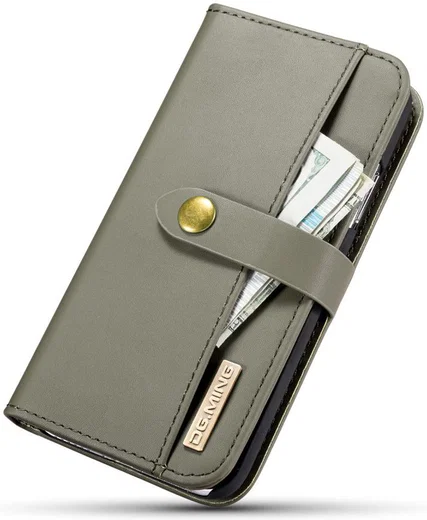 Apple iPhone XS Echt Leren 2-in-1 Bookcase en Back Cover Hoesje Groen afbeelding 8