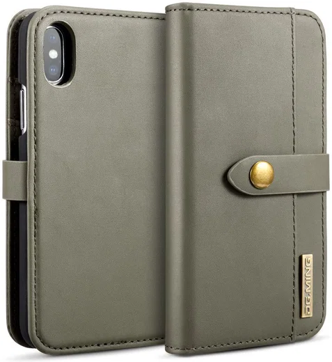 Apple iPhone XS Echt Leren 2-in-1 Bookcase en Back Cover Hoesje Groen afbeelding 4