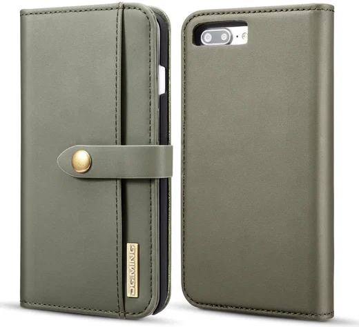 Apple iPhone 7/8 Plus Leren 2-in-1 Bookcase en Back Cover Hoesje Groen afbeelding 1