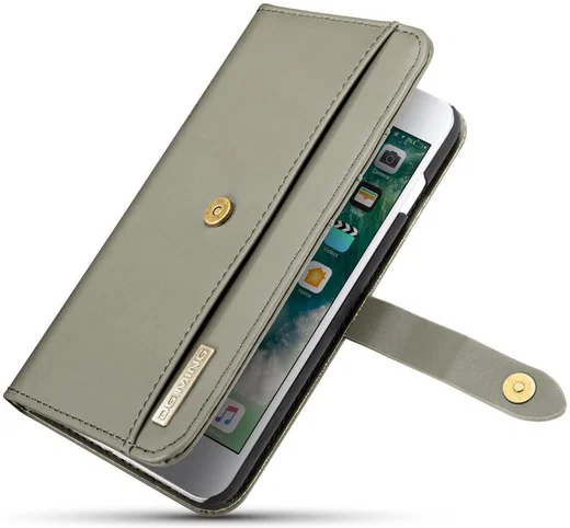 Apple iPhone 7/8 Plus Leren 2-in-1 Bookcase en Back Cover Hoesje Groen afbeelding 15