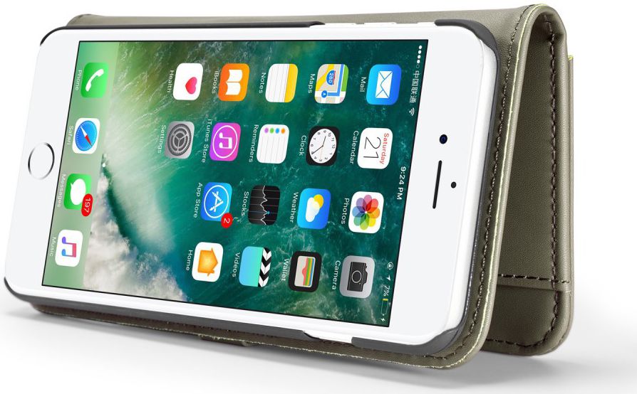 Apple iPhone 7/8 Plus Leren 2-in-1 Bookcase en Back Cover Hoesje Groen afbeelding 7