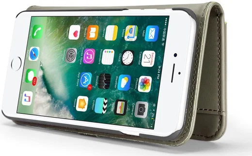 Apple iPhone 7/8 Plus Leren 2-in-1 Bookcase en Back Cover Hoesje Groen afbeelding 7