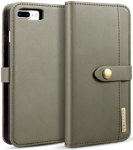 Apple iPhone 7/8 Plus Leren 2-in-1 Bookcase en Back Cover Hoesje Groen afbeelding 10