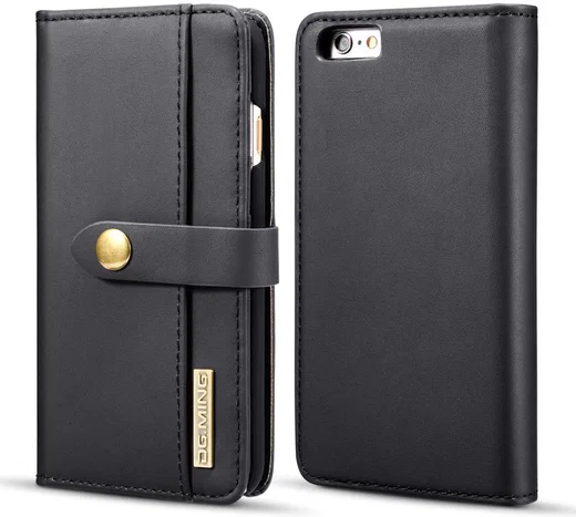 Apple iPhone 6s Plus Leren 2-in-1 Bookcase en Back Cover Hoesje Zwart afbeelding 1