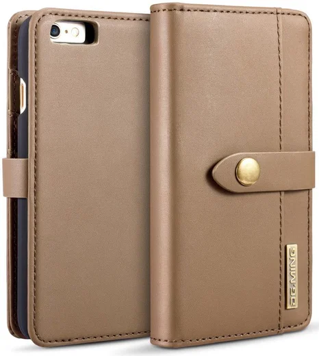 Apple iPhone 6s Plus Leren 2-in-1 Bookcase en Back Cover Hoesje Bruin afbeelding 10