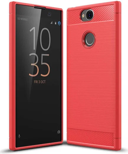 Sony Xperia XA2 Plus Geborsteld TPU Hoesje Rood afbeelding 1