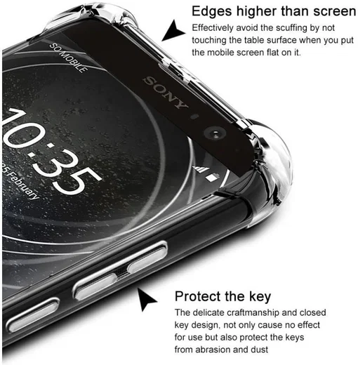 IMAK Sony Xperia XA2 Plus Hoesje TPU met Screenprotector Metaal Zwart afbeelding 5