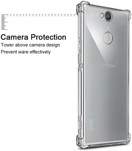 IMAK Sony Xperia XA2 Plus Hoesje TPU met Screenprotector Metaal Zwart afbeelding 6