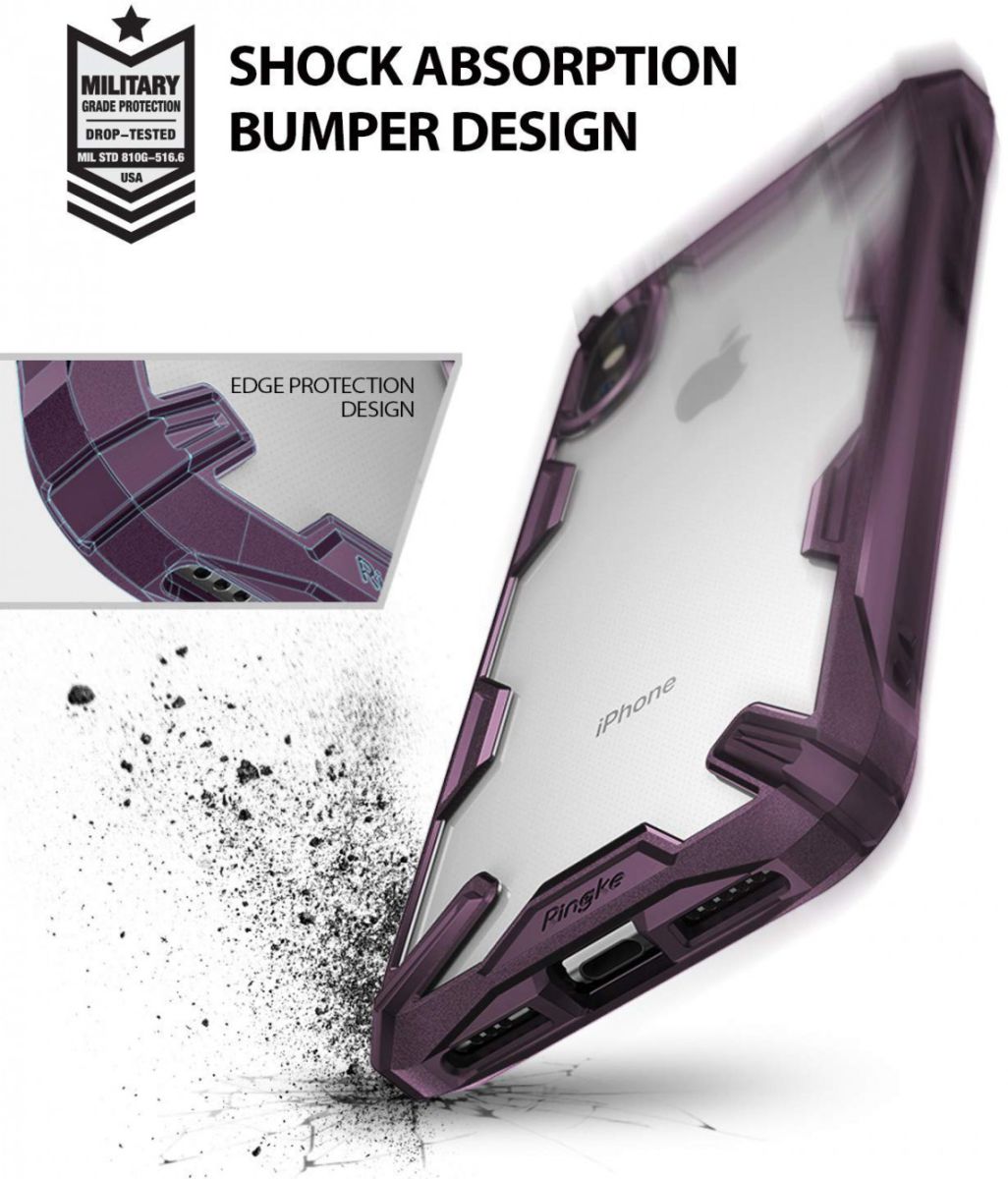 Ringke Fusion X Apple iPhone XS Hoesje Doorzichtig Paars afbeelding 4