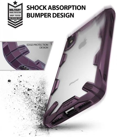Ringke Fusion X Apple iPhone XS Hoesje Doorzichtig Paars afbeelding 4