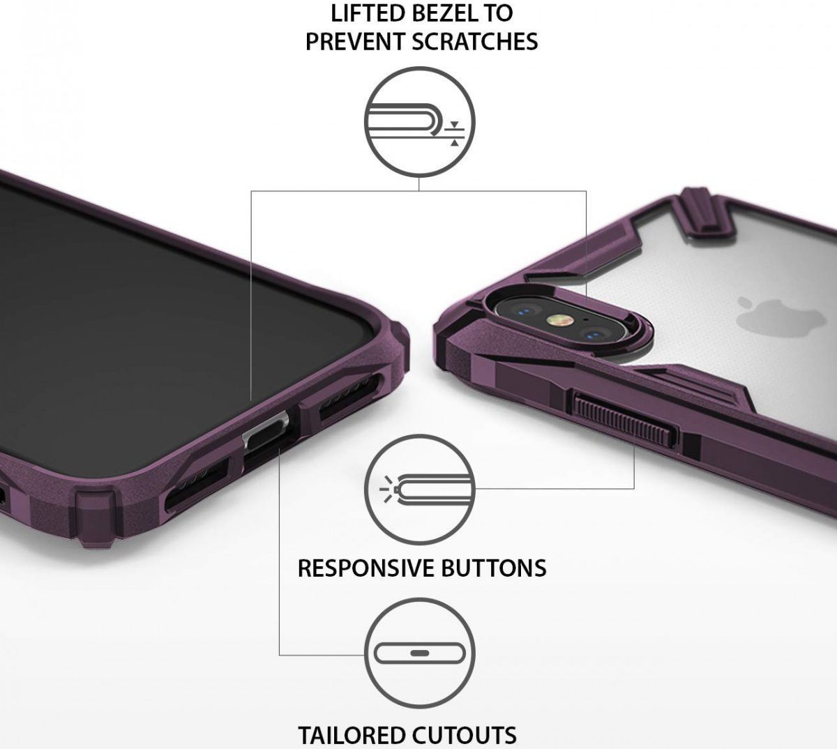 Ringke Fusion X Apple iPhone XS Hoesje Doorzichtig Paars afbeelding 6