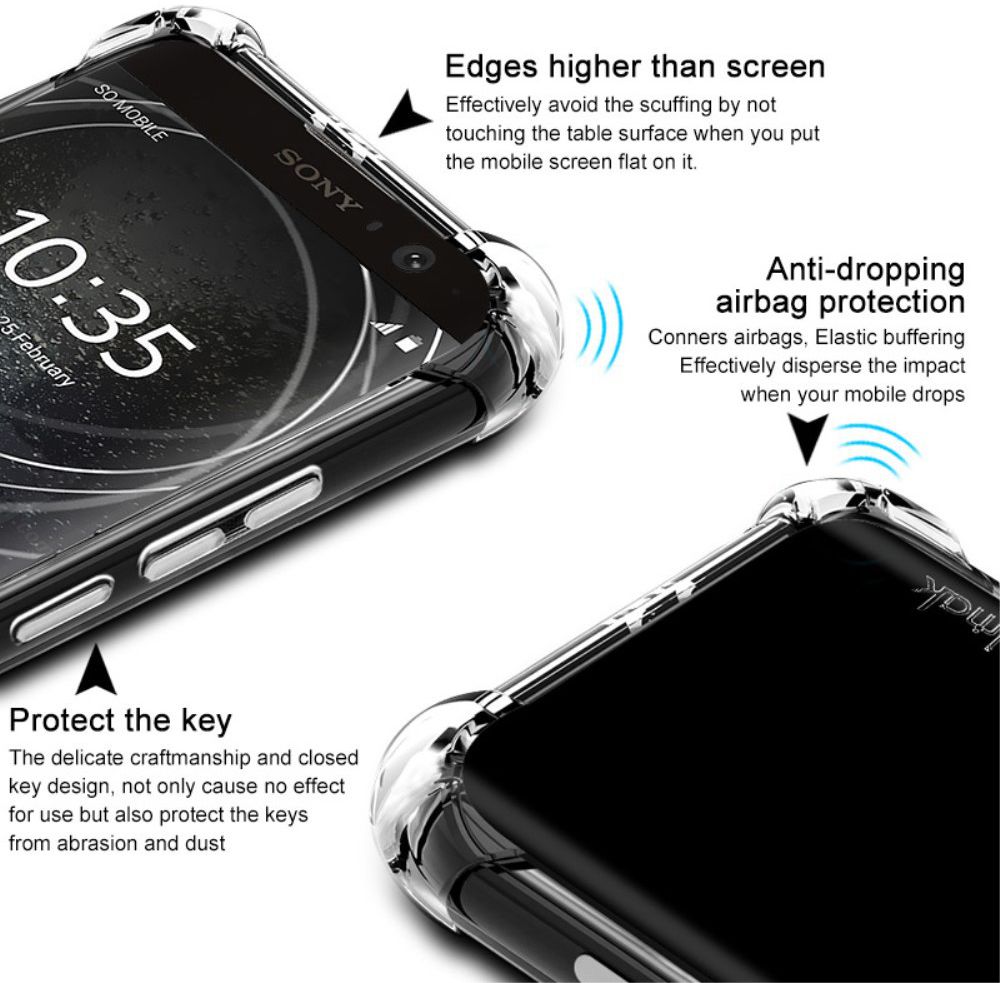 IMAK Sony Xperia XA2 Plus Hoesje TPU met Screenprotector Transparant afbeelding 4