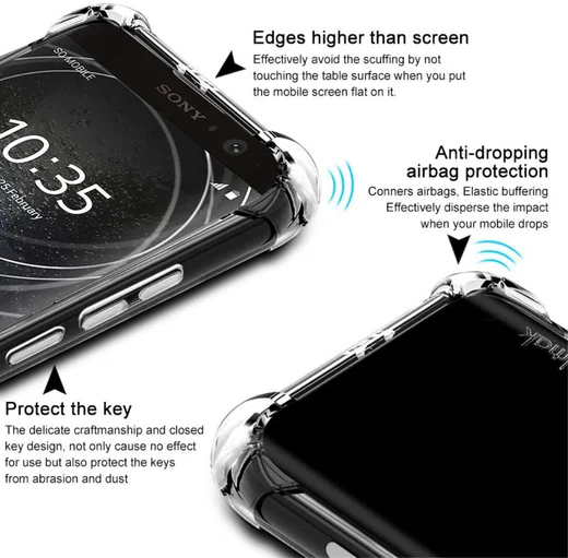 IMAK Sony Xperia XA2 Plus Hoesje TPU met Screenprotector Transparant afbeelding 4
