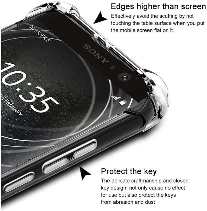 IMAK Sony Xperia XA2 Plus Hoesje TPU met Screenprotector Transparant afbeelding 5