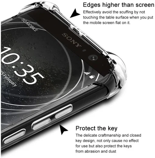 IMAK Sony Xperia XA2 Plus Hoesje TPU met Screenprotector Transparant afbeelding 5