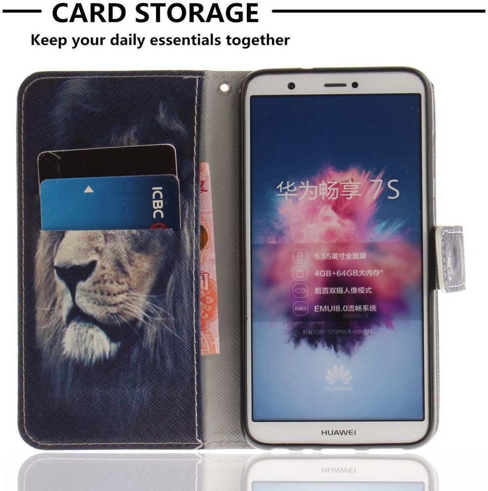 Huawei P Smart Portemonnee Print Hoesje Leeuw afbeelding 3