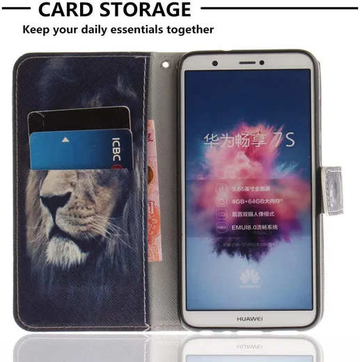 Huawei P Smart Portemonnee Print Hoesje Leeuw afbeelding 3