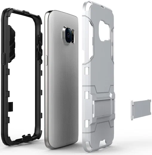 Hybride Samsung Galaxy S7 Back Cover Bescherm Hoesje Zilver afbeelding 3
