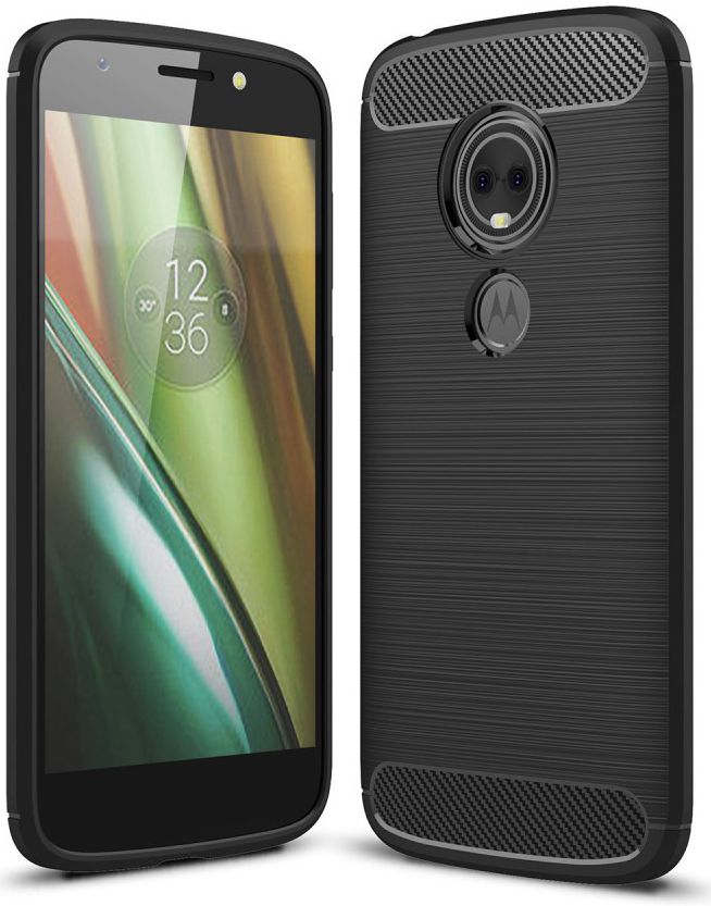 Motorola Moto E5 Play Geborsteld TPU Hoesje Zwart afbeelding 1