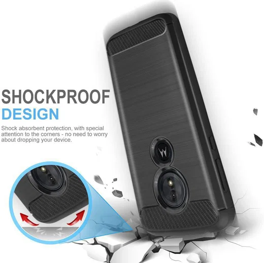 Motorola Moto E5 Play Geborsteld TPU Hoesje Zwart afbeelding 2