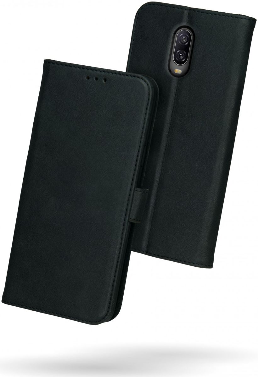 Rosso Deluxe OnePlus 6T Hoesje Echt Leer Book Case Zwart afbeelding 2