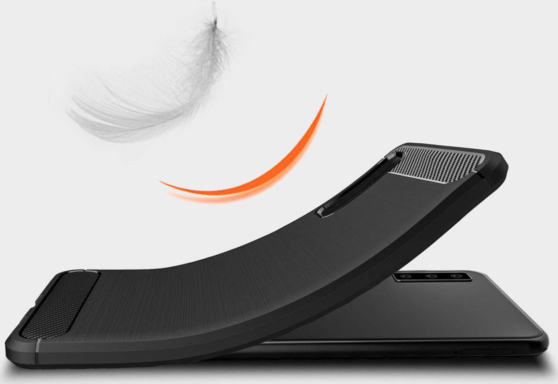 Samsung Galaxy A7 2018 Geborsteld TPU Hoesje Zwart afbeelding 6