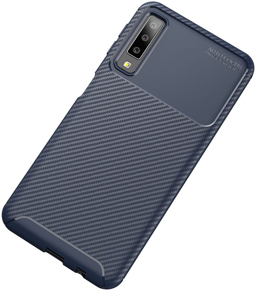 Samsung Galaxy A7 2018 Siliconen Carbon Hoesje Blauw afbeelding 2