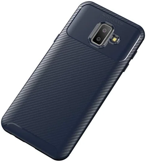 Samsung Galaxy J6 Plus Siliconen Carbon Hoesje Blauw afbeelding 2