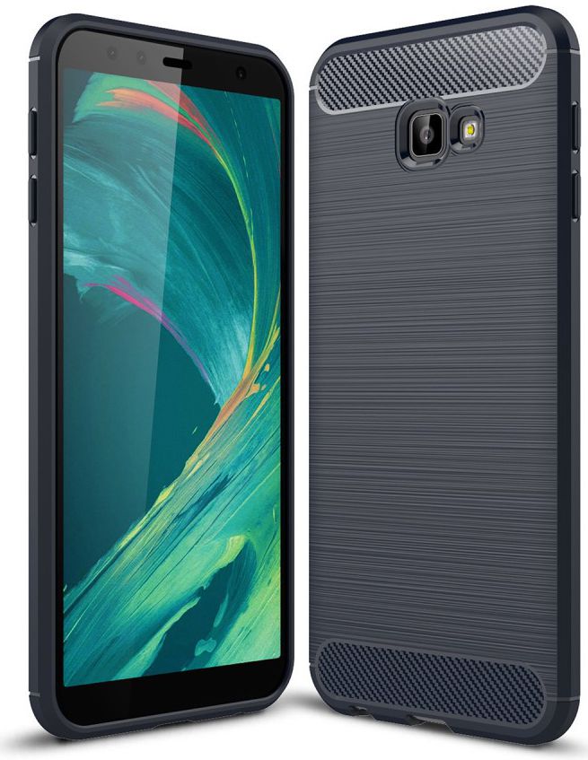 Samsung Galaxy J4 Plus Geborsteld TPU Hoesje Blauw afbeelding 1