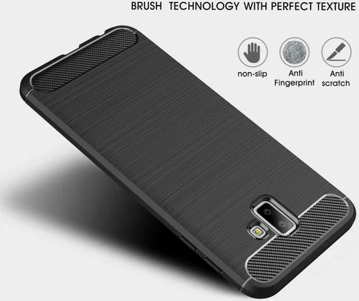 Samsung Galaxy J6 Plus Geborsteld TPU Hoesje Zwart afbeelding 6