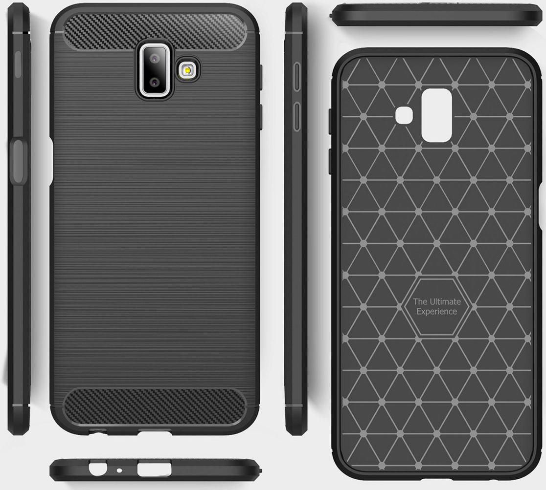 Samsung Galaxy J6 Plus Geborsteld TPU Hoesje Zwart afbeelding 10