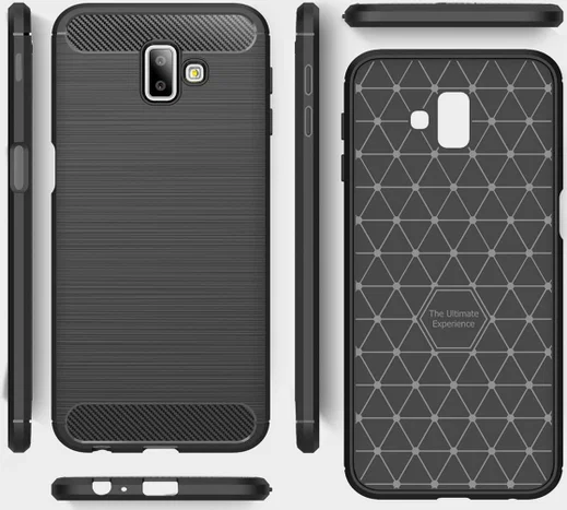 Samsung Galaxy J6 Plus Geborsteld TPU Hoesje Zwart afbeelding 10
