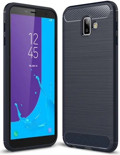 Samsung Galaxy J6 Plus Geborsteld TPU Hoesje Blauw afbeelding 1
