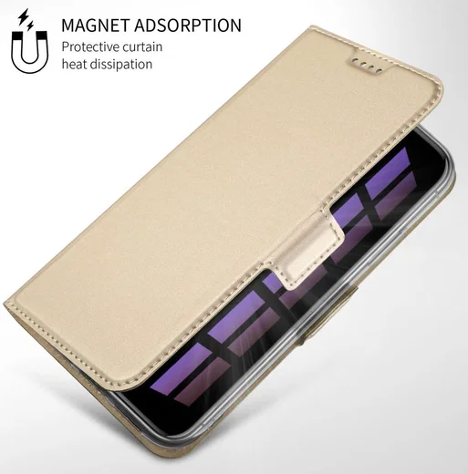 Apple iPhone XR Flip Hoesje met Kaart Houder Goud afbeelding 7