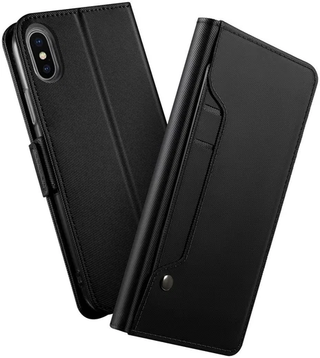 Apple iPhone Xs Max Book Cover met Spiegel Zwart afbeelding 1