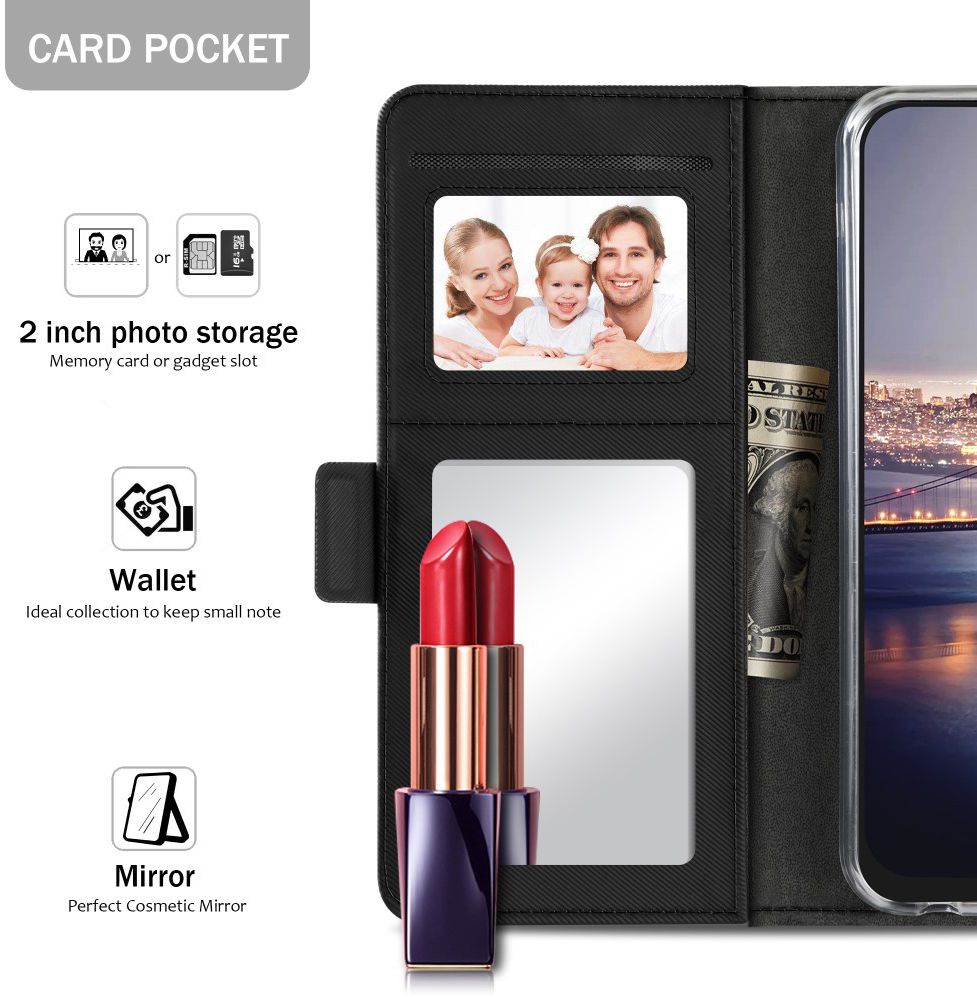 Apple iPhone Xs Max Book Cover met Spiegel Zwart afbeelding 2