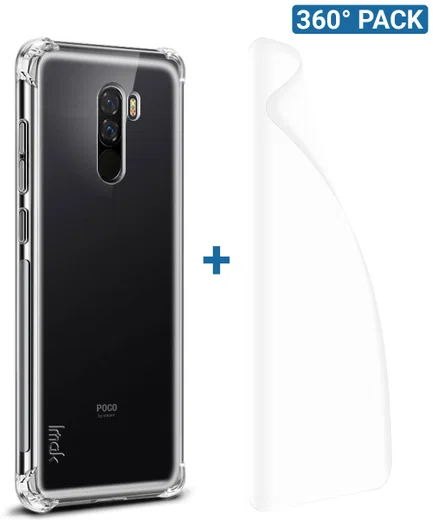 IMAK Xiaomi Pocophone F1 Hoesje TPU met Screenprotector Transparant afbeelding 1