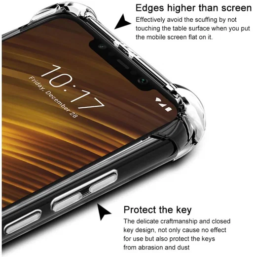IMAK Xiaomi Pocophone F1 Hoesje TPU met Screenprotector Transparant afbeelding 4