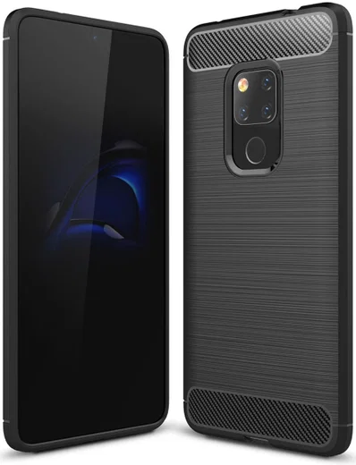 Huawei Mate 20 Geborsteld TPU Hoesje Zwart afbeelding 1