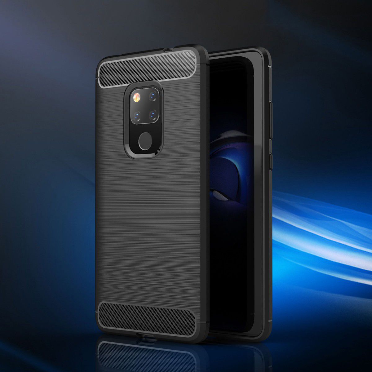 Huawei Mate 20 Geborsteld TPU Hoesje Zwart afbeelding 5