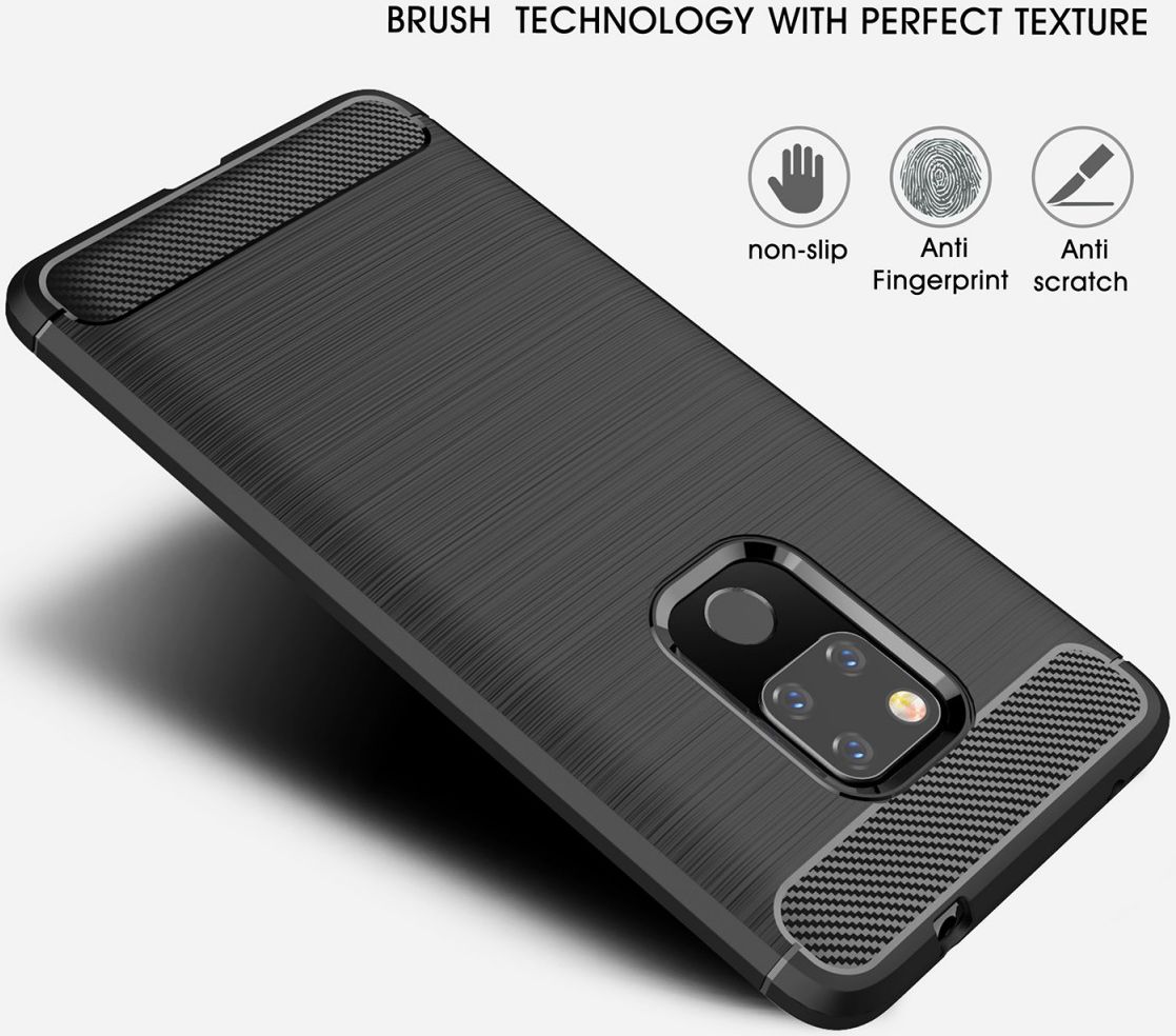 Huawei Mate 20 Geborsteld TPU Hoesje Zwart afbeelding 6