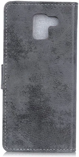 Samsung Galaxy J6 Plus Vintage Wallet Case Hoesje Grijs afbeelding 4