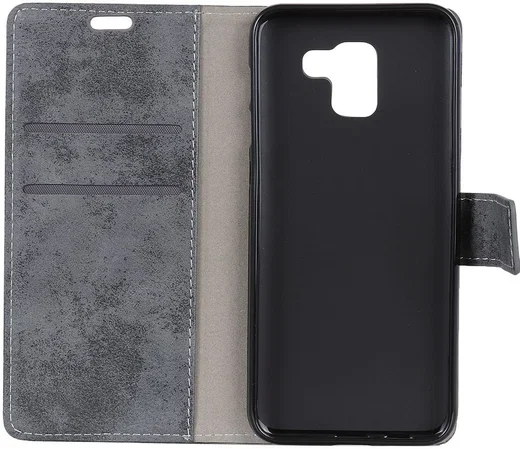 Samsung Galaxy J6 Plus Vintage Wallet Case Hoesje Grijs afbeelding 5