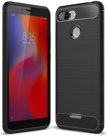Xiaomi Redmi 6 Geborsteld TPU Hoesje Zwart afbeelding 1