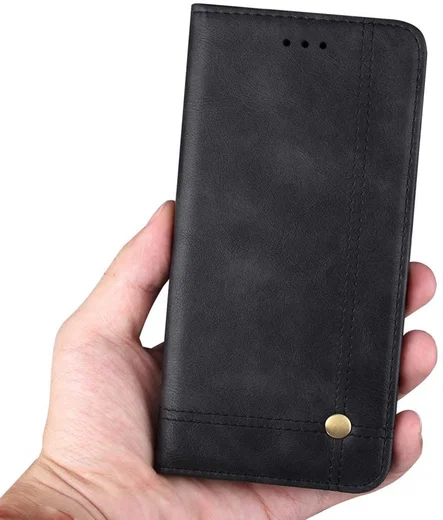 Xiaomi Redmi 6 Retro Style Wallet Flip Case Zwart afbeelding 5