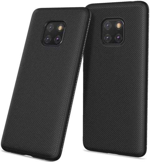 Huawei Mate 20 Pro Twill Slim Texture Back Cover Zwart afbeelding 1