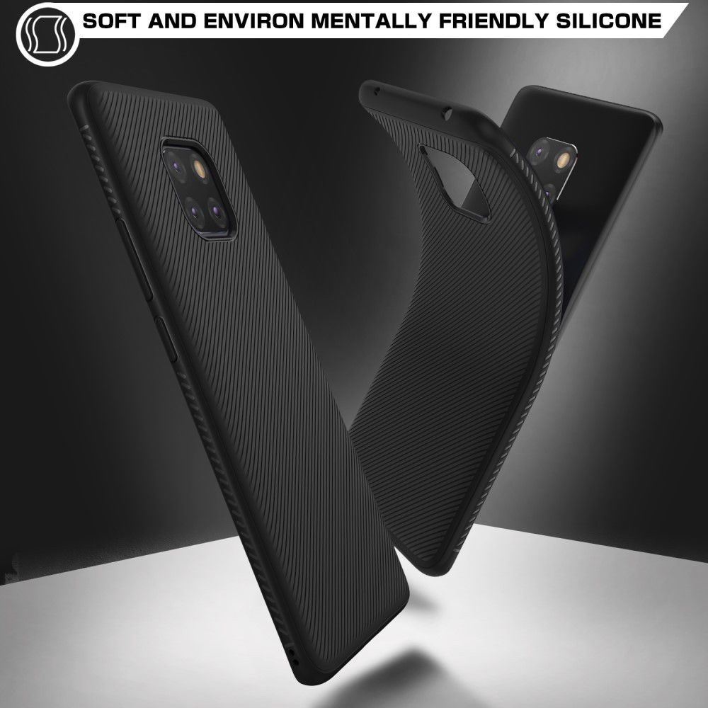 Huawei Mate 20 Pro Twill Slim Texture Back Cover Zwart afbeelding 2