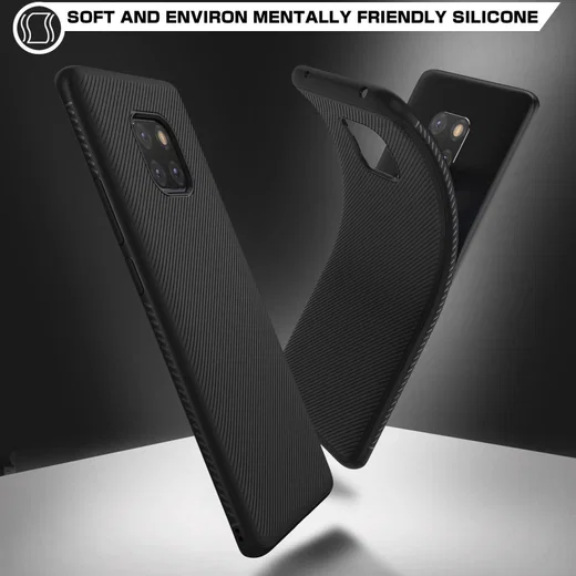 Huawei Mate 20 Pro Twill Slim Texture Back Cover Zwart afbeelding 2